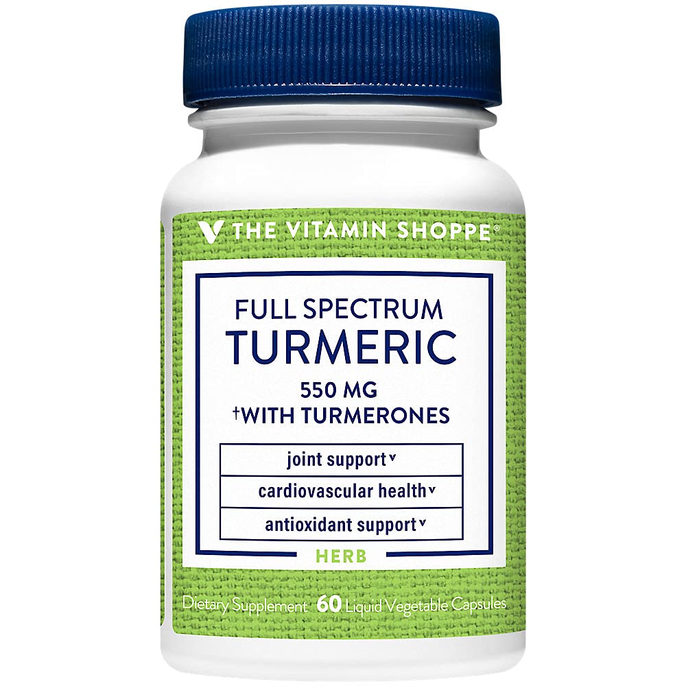 The Vitamin Shoppe Full Spectrum Turmeric with Turmerones 400MG, Easily Absorbed, Contains Supercritical Extract, Supports Joint Mobility (60 Liquid Capsules)