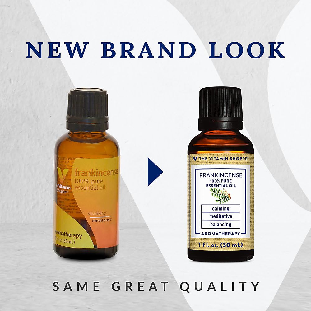 The Vitamin Shoppe Frankincense Essential Oil 100% Pure - Meditative Calming Aromatherapy | Therapeutic Grade | 1 oz | Spiritual Wellness