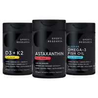 Thumbnail for Sports Research® Antioxidant Support Pack w/Triple Strength Vegan Astaxanthin Supplement from Algae, Omega-3 Fish Oil 1250mg, and Vitamin D3 5000iu & Mk7 Vitamin K2 with Coconut MCT Oil