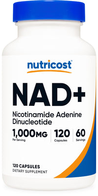 Thumbnail for Nutricost NAD+ Supplement 1,000mg per Serving,120 Capsules (Nicotinamide Adenine Dinucleotide) - 60 Servings, Gluten-Free, Vegan