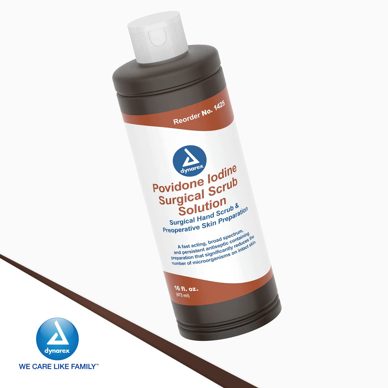 Dynarex Povidone-Iodine Scrub Solution, Antiseptic Solution for Skin and Mucosa, Ideal for Surgical Site Preparation, Contains Povidone Iodine 7.5%, 16 fl. oz., 1 Bottle