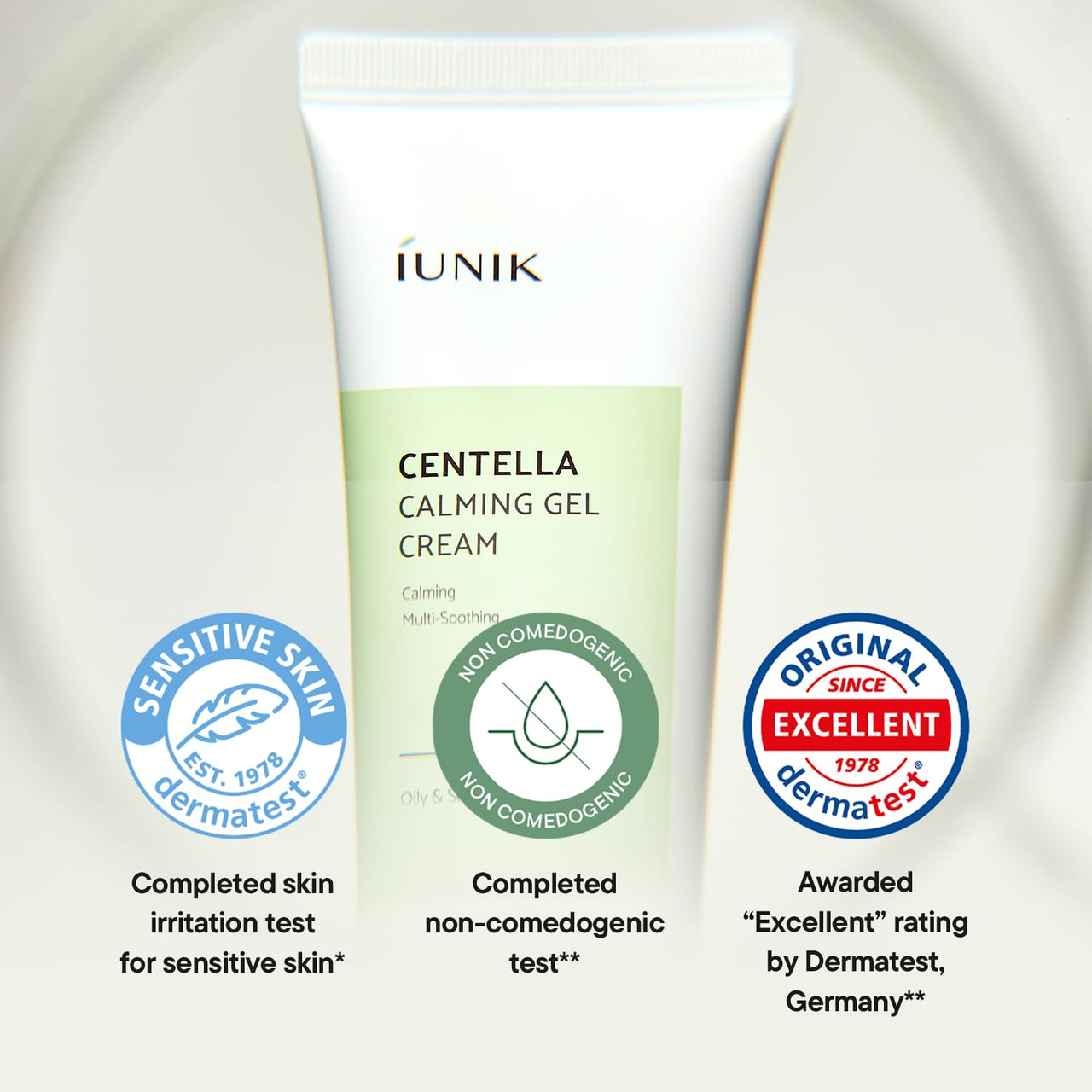 IUNIK Centella Calming Gel Cream Vegan Non-Sticky Moisturizing Blemish Care w/Centella Asiatica Tea Tree Soothes Acne Rosacea Oily & Sensitive Skin Korean Skincare