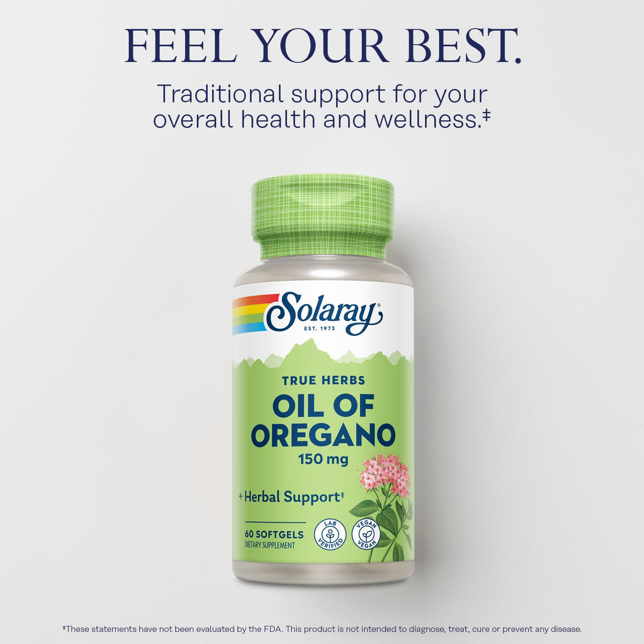Solaray Oil of Oregano Softgels - Oregano Oil Capsules with Carvacrol, Pure Extract, Extra Strength Formula, 150 mg Per Capsule - 60 Vegan Softgels