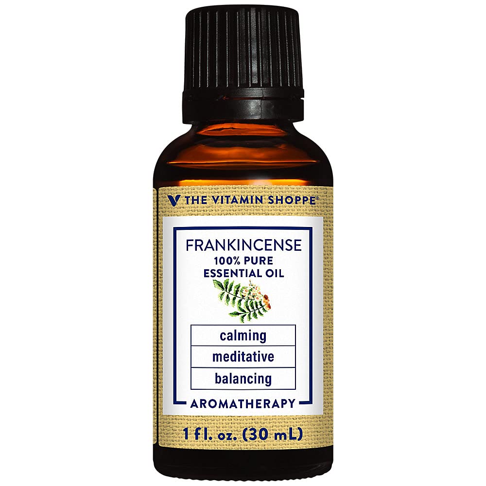 The Vitamin Shoppe Frankincense Essential Oil 100% Pure - Meditative Calming Aromatherapy | Therapeutic Grade | 1 oz | Spiritual Wellness