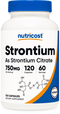 Thumbnail for Nutricost Strontium Capsules 750mg, 120 Capsules - Vegetarian, Non-GMO, Gluten Free