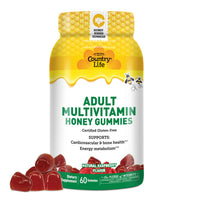 Thumbnail for Country Life Adult Multivitamin Honey Gummies – Bone, Heart & Energy Support – Non-GMO, Certified Gluten Free, Vegetarian – Naturally Sweetened – 60 Gummies