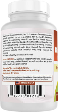 Thumbnail for Best Naturals Bilberry Extract 1000mg Capsule (Non-GMO) Supports Healthy Vision, 90 Count
