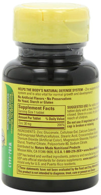 Thumbnail for Nature Made Zinc 30mg, 100 Tablets (Pack of 6)