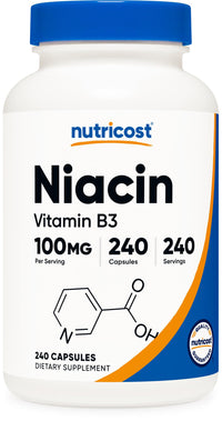 Thumbnail for Nutricost Niacin (Vitamin B3) 100mg, 240 Capsules - with Flushing, Non-GMO, Gluten Free