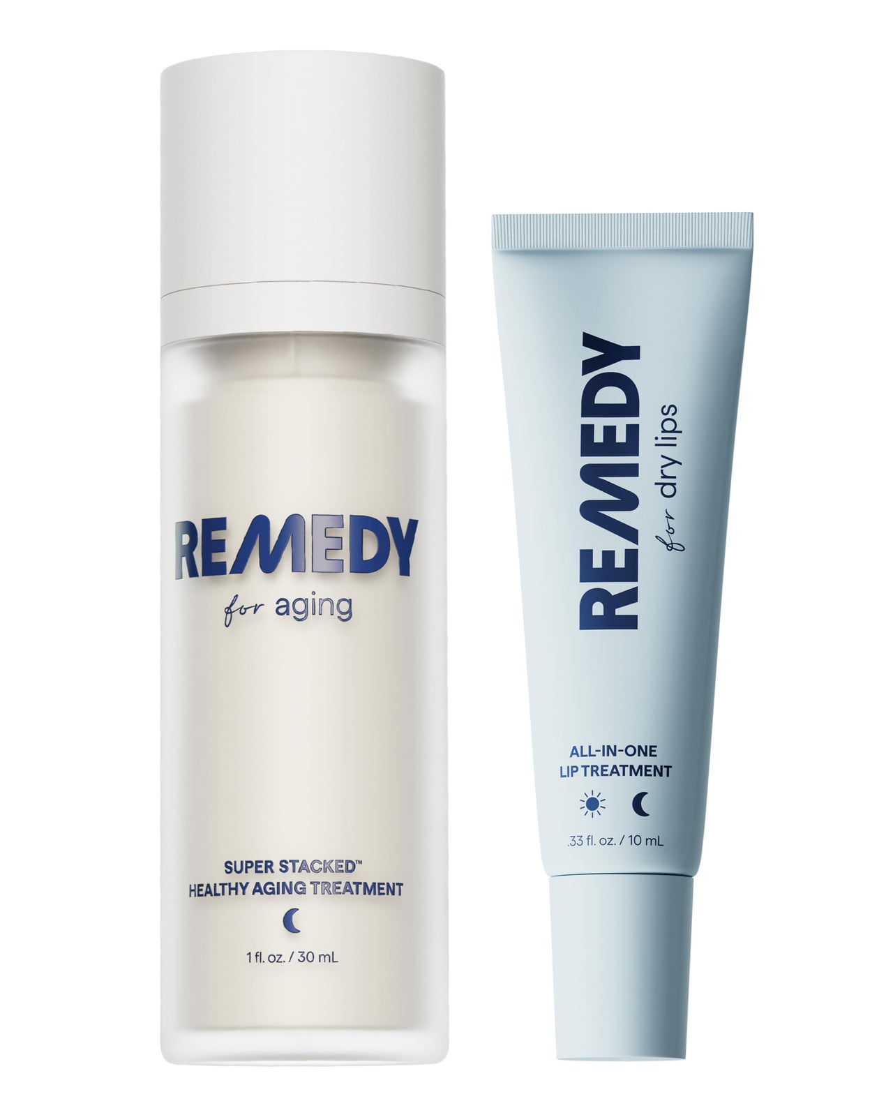 Remedy The Must Haves Duo | 2-Piece Essential System | Healthy Aging Treatment & Lip Balm | Retinol, Ceramides, Peptides, Niacinamide | Created by Dermatologist Dr. Shah | Vegan & Cruelty-Free