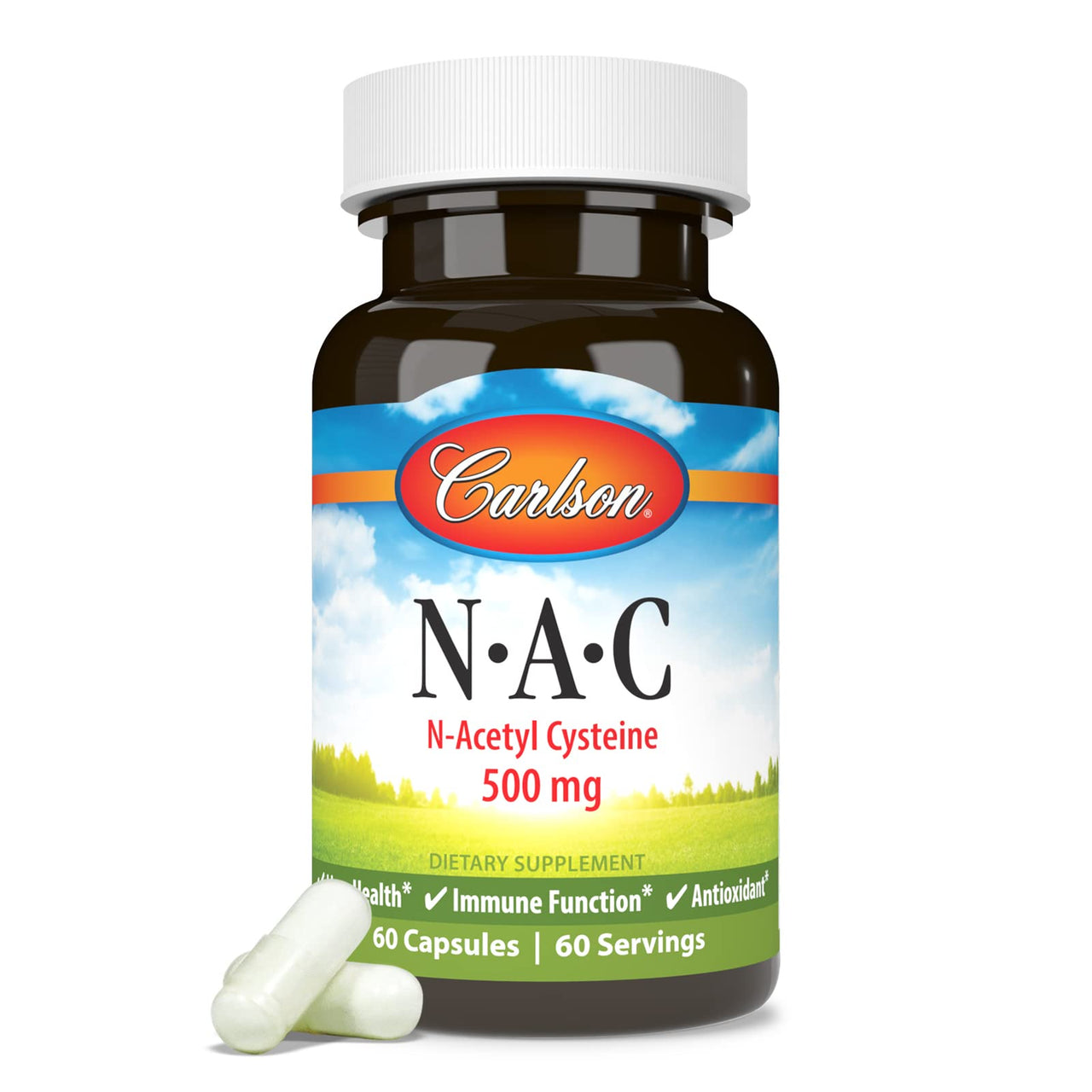 Carlson Labs NAC N-Acetyl Cysteine, 500mg, 60 Capsules