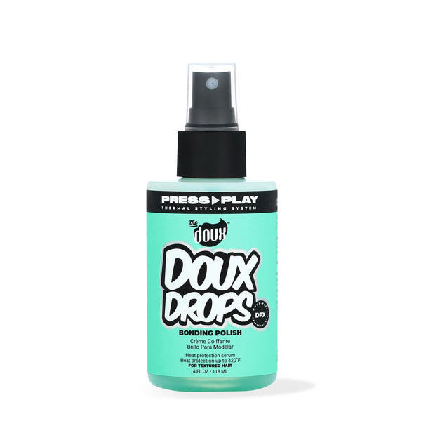 The Doux DOUX DROPS Bonding Polish Spray – Anti-Humidity Hair Smoother & Heat Protectant for Curly Hair – Silkening Bonding Oil with Vitamin E, Baobab & Jojoba, 4 oz