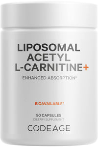 Thumbnail for Codeage Liposomal Acetyl-L-Carnitine+ Supplement - 500 mg Acetyl-L-Carnitine per Serving - 3-Month Supply, Liposomal Delivery - Alcar Supplement - L-Carnitine - Non-GMO, Gluten-Free, 90 Capsules