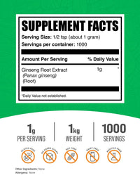Thumbnail for BulkSupplements.com Ginseng Root Extract Powder - Panax Ginseng Supplement, Herbal Supplement - Vegan & Gluten Free, 1g per Serving, 1kg (2.2 lbs) (Pack of 1)