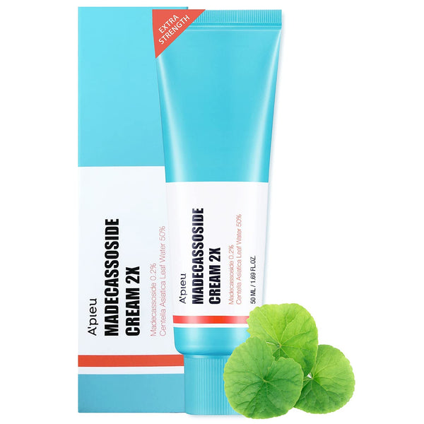 A'PIEU Madecassoside Cream 2X (1.69 fl oz) - for Combination and Blemish-Prone Skin, Helps Soothe Dryness, Sun Damage, Even Dark Spots - Centella Asiatica, Asiaticoside, Asiatic Acid