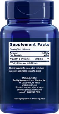 Thumbnail for Life Extension N-Acetyl-L-Cysteine (NAC) 600mg, 150 Capsules (Pack of 2)