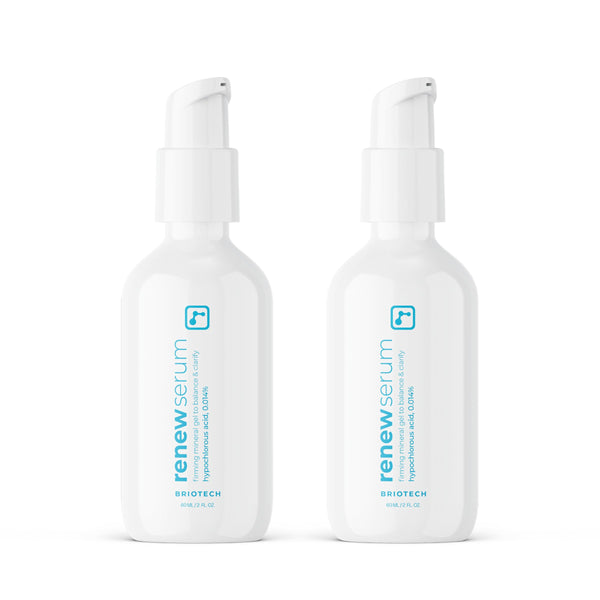 BRIOTECH Skin Serum, Hypochlorous Acid Mineral Serum, Soften Fine Lines, Smooth Face Neck Chest, Spot Corrector, Soothe Dry Red Skin, 2 fl oz ea, 2 ct