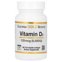 Thumbnail for California Gold Nutrition Vitamin D3 Supplement Support for Healthy Bones & Teeth - Immune System Support - Gluten Free, Non-GMO - 125 mcg (5,000 IU) - 90 Fish Gelatin Softgels