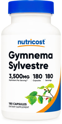Thumbnail for Nutricost Gymnema Sylvestre 3,500mg Equivalent from 175mg of 20:1 Extract Per Serving, 180 Capsules for 180 Servings Per Bottle - GMO Free, Gluten Free, and Vegetarian Friendly