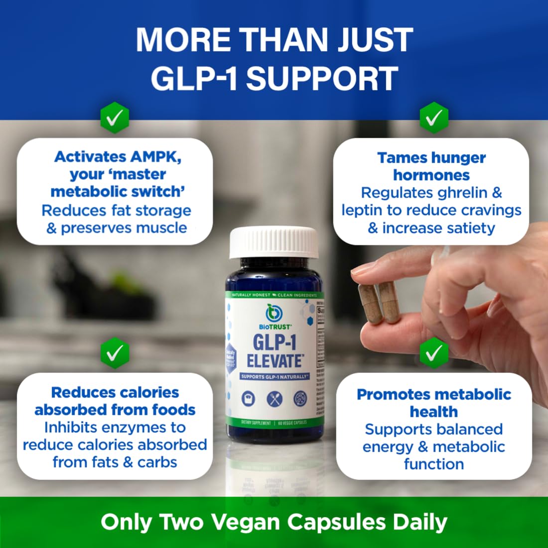 GLP1 Elevate™ - GLP-1 Booster Supplement | Curb Cravings & Support Metabolic Health | Increase Natural Production with Clinically Studied Ingredients | 30 Servings