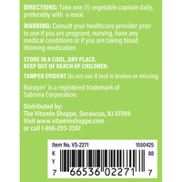Thumbnail for The Vitamin Shoppe Bacopa 500MG (Bacopa Monnieri), Clinically Studied Ingredient, Herbal Brain Support Supplement, Once Daily (100 Capsules)