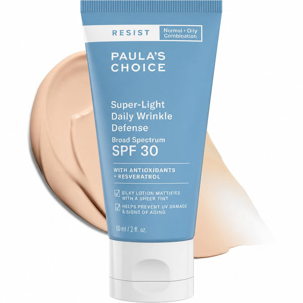 Paula's Choice RESIST SPF 30 Super-Light Daily Wrinkle Defense Mineral Sunscreen, Face Sunscreen for Oily Skin, Matte Tinted Face Moisturizer, UVA/UVB Protection, Fragrance-Free, 2 Fl Oz