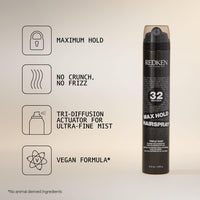 Thumbnail for Redken Max Hold Hairspray 32 | Extreme Maximum High Hold Hairspray | Long-Lasting Lift & Body | All-Day Style Control | Dry Finish | 24 Hour Humidity Resistance | | For All Hair Types | 9 Oz