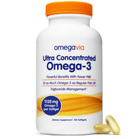 Thumbnail for OmegaVia Ultra Concentrated Omega 3 Fish Oil Burpless, 60 Softgels, Triple Strength Omega 3 Fish Oil Supplements, 1135 mg Pure Omega3, No Fishy Burps, High EPA DHA DPA, IFOS 5-Star
