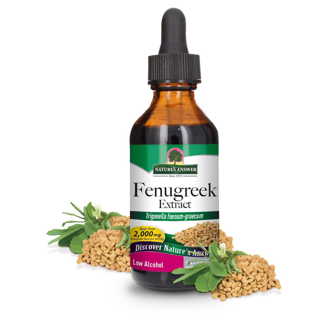 Nature's Answer Fenugreek Seed with Organic Low Alcohol 2 Fluid Ounce | Female Reproductive Support | Aid For Mothers | Lactation Support | Natural Menopause Aid