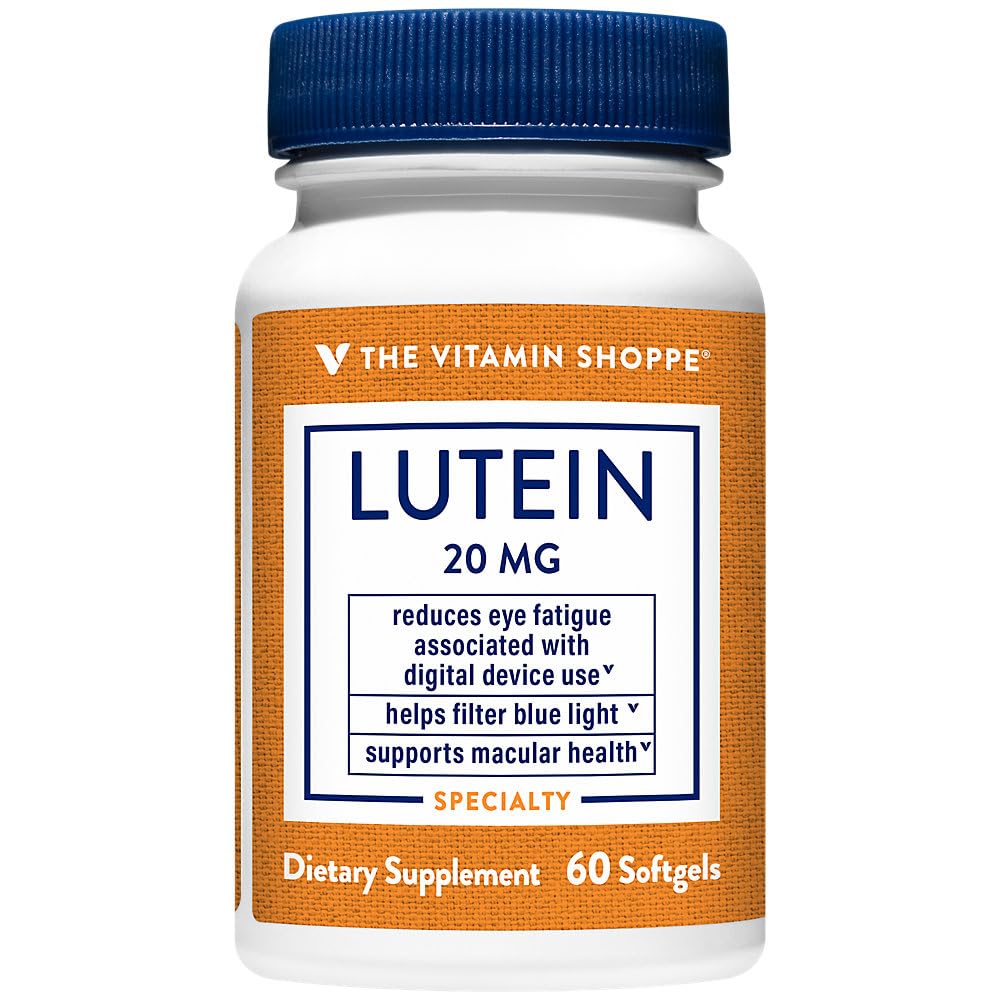 The Vitamin Shoppe Lutein 20 MG - Eye Health, Vision Support & Blue Light Protection, Carotenoid Antioxidant (60 Softgels)