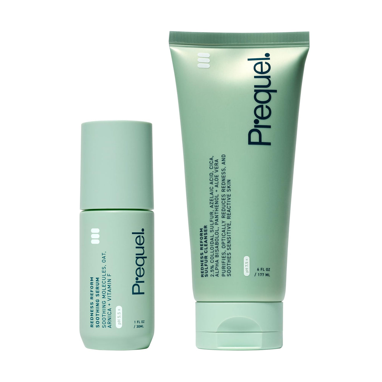Prequel Skin Redness Reform Bundle – Sulfur Cleanser Face Wash + Calming Redness Relief Serum – Soothing Skincare Set for Sensitive Skin with Azelaic Acid, Colloidal Sulfur & Oat Extract