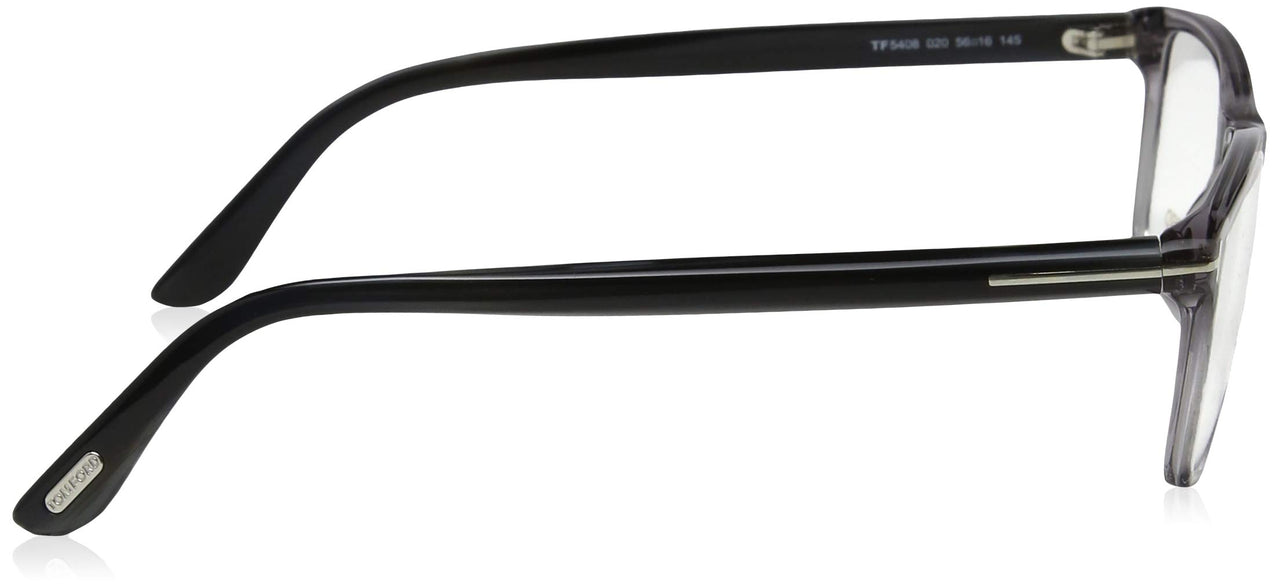 TOM FORD Men's TF 5408 Rectangular Eyeglasses 56mm, Transp. Grey, Grey Horn Effect Temples, Shiny Pall, 56/16/145