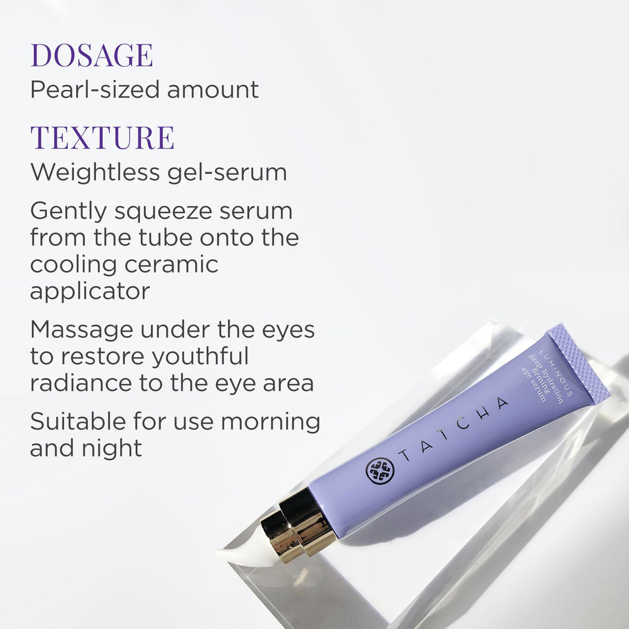 Tatcha Luminous Deep Hydration Firming Eye Serum | Caffeinated Instant Hydrating Eye Serum for Fine Lines and Puffiness, 15 ml | 0.5 oz
