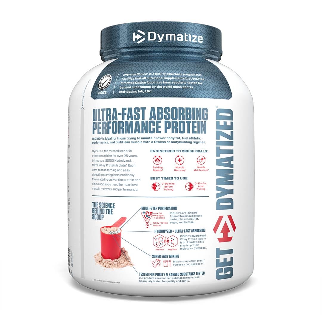 Dymatize Nutrition ISO 100, Whey Protein Powder, Gourmet Chocolate, 5 Pound