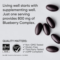 Thumbnail for Sports Research Blueberry Capsules - Made from Organic Blueberries with Organic Extra Virgin Olive Oil - Non-GMO & Gluten Free - 60 Liquid Softgels