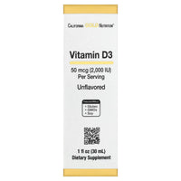 Thumbnail for California Gold Nutrition Vitamin D3, Unflavored, 50 mcg (2,000 IU), 1 fl oz (30 ml)