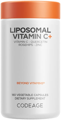 Thumbnail for Codeage Liposomal Vitamin C 1500mg with Zinc, Elderberry, Citrus Bioflavonoids Grapefruit, Lemon, Orange Powder, Quercetin & Rose Hips Fruit – Vegan Supplement - Non-GMO, Vegan Pills, 180 Capsules