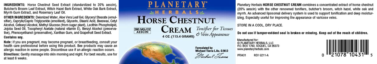 Planetary Herbals Horse Chestnut Cream Tonifier - 4oz
