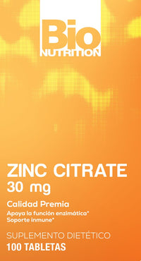 Thumbnail for Bio Nutrition Zinc Citrate, 30 mg, 100 Tablets