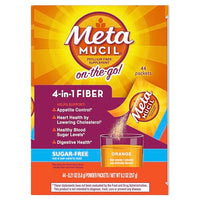 Thumbnail for Metamucil On-the-Go Packets, Sugar-Free, 44 Packets, 4-in-1 Psyllium Husk Fiber Supplement, Orange Flavored, Individual Servings Great for Travel, Fiber Supplement for Digestive Health and Regularity