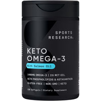 Thumbnail for Sports Research Keto Omega Fish Oil with Wild Sockeye Salmon, Antarctic Krill Oil, Astaxanthin & Coconut MCT Oil - 1200mg of EPA & DHA per Serving | Keto Certified & Non-GMO Verified (120 Softgels)
