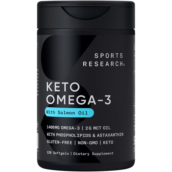 Sports Research Keto Omega Fish Oil with Wild Sockeye Salmon, Antarctic Krill Oil, Astaxanthin & Coconut MCT Oil - 1200mg of EPA & DHA per Serving | Keto Certified & Non-GMO Verified (120 Softgels)