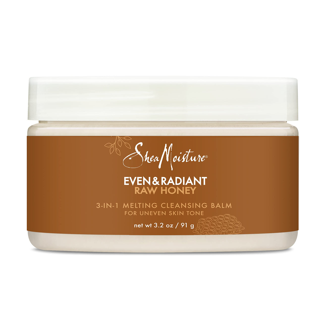 SheaMoisture Even and Radiant Face Cleanser For Uneven Skin Tone and Dark Spots 3-in-1 Cleansing Balm With Raw Honey 3.2 oz