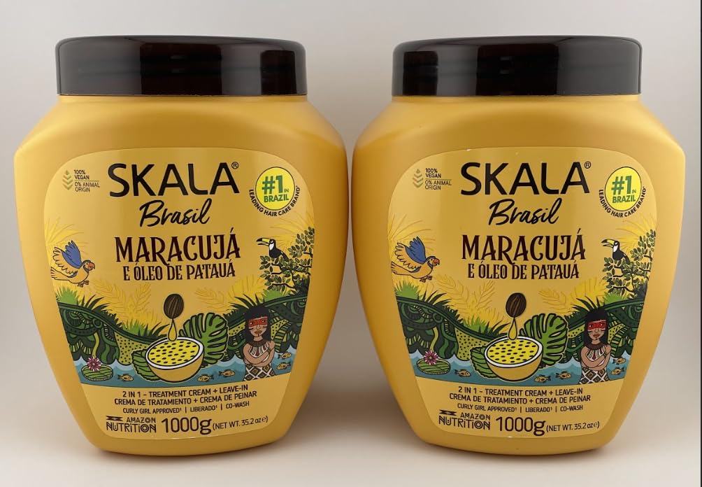 SKALA Maracuja Passion Fruit - Vegan, Cruelty-Free, Silicone, Sulfate & Paraben Free - Brazilian Moisturizing & Nourishing Formula for Curls 2 Pack (1000g each)