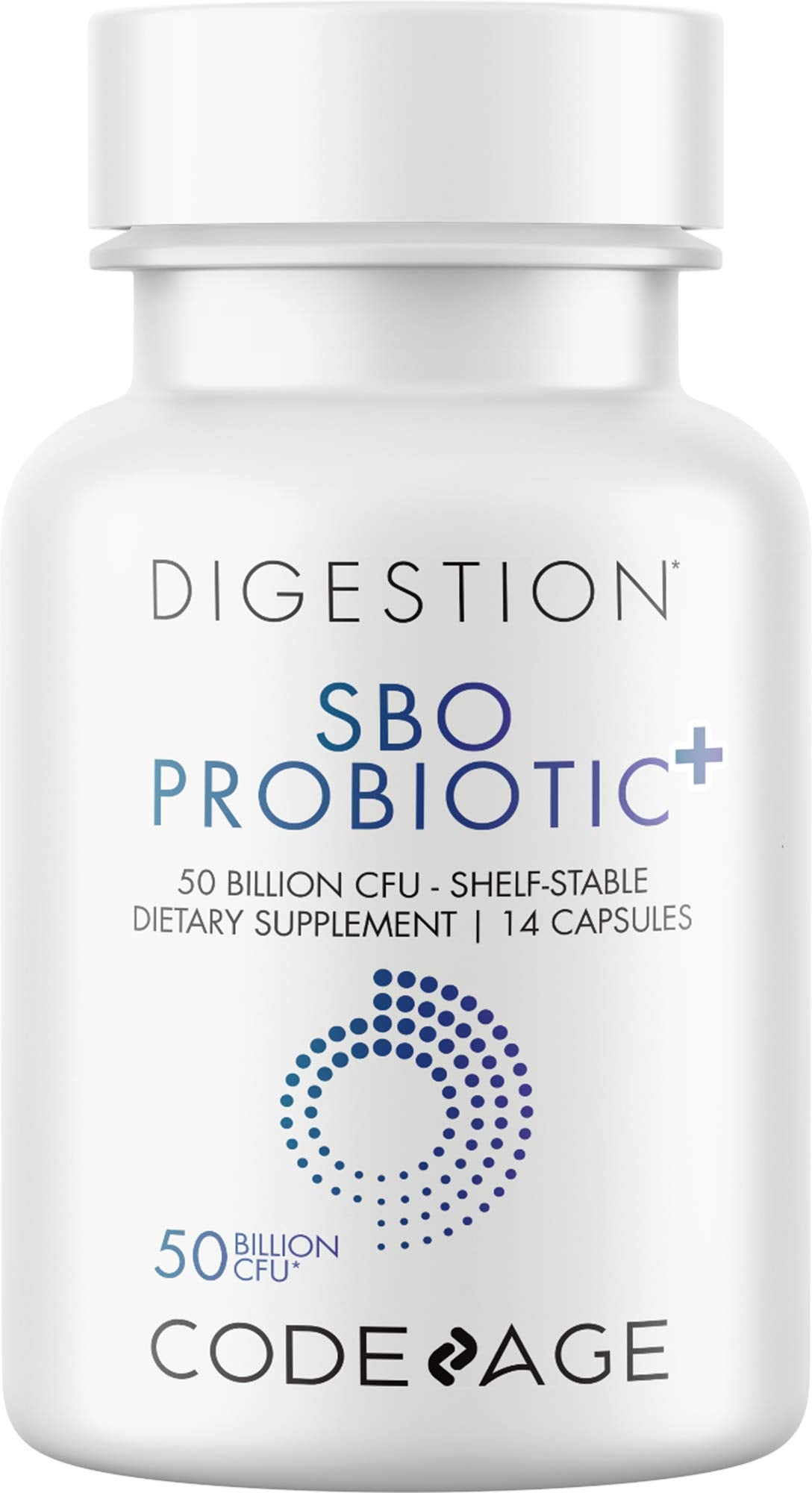 Codeage SBO Probiotics 50 Billion CFUs, Multi Strain Soil-Based Organisms, Travel Sized Shelf-Stable Probiotic Supplement, Organic Fermented Botanical Blend & Prebiotic, 7-Day Formula, 14 Capsules