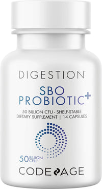 Thumbnail for Codeage SBO Probiotics 50 Billion CFUs, Multi Strain Soil-Based Organisms, Travel Sized Shelf-Stable Probiotic Supplement, Organic Fermented Botanical Blend & Prebiotic, 7-Day Formula, 14 Capsules