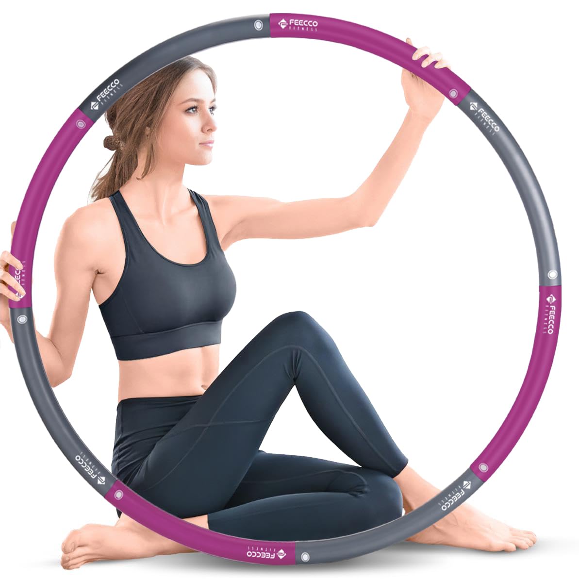 FEECCO Weighted Fitness Hoop, 5LB Weighted Hula for Weight Loss