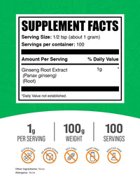 Thumbnail for BulkSupplements.com Ginseng Root Extract Powder - Panax Ginseng Supplement, Herbal Supplement - Vegan & Gluten Free, 1g per Serving, 100g (3.5 oz) (Pack of 1)