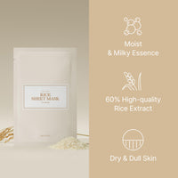 Thumbnail for I'm from Rice Sheet Mask Pack of 5, Korean Rice Face Mask, Creamy Hydration for Dry, Combination Skin, Moist, Milky Essence, Biodegradable, Vegan, Hypoallergenic, 20ml