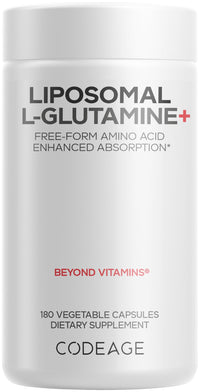 Thumbnail for Codeage Liposomal L-Glutamine Capsule Supplement - 1,000 mg L-Glutamine per Serving - 3-Month Supply - Liposomal Delivery, Vegan Pills, Non-GMO, Gluten-Free Amino Acid - 180 Capsules